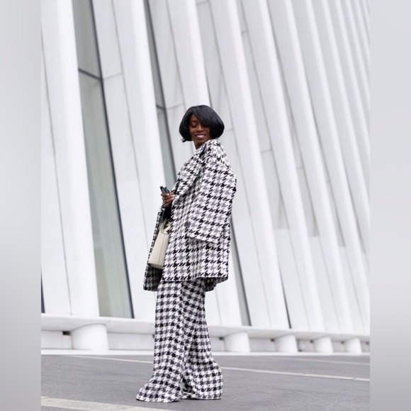 Zara Very High Waisted Houndstooth Pants Size M - Picture 8 of 13